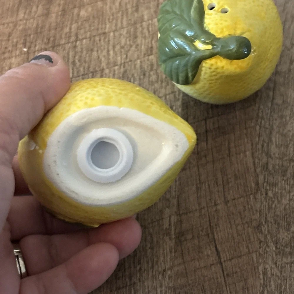 Vintage Stoneware LEMON Salt and Pepper Shakers Set Fruit Cottage Core